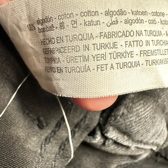 ZARA 2 Black high rise wide leg raw hem 100% cotton woman jean boho - Picture 13 of 14